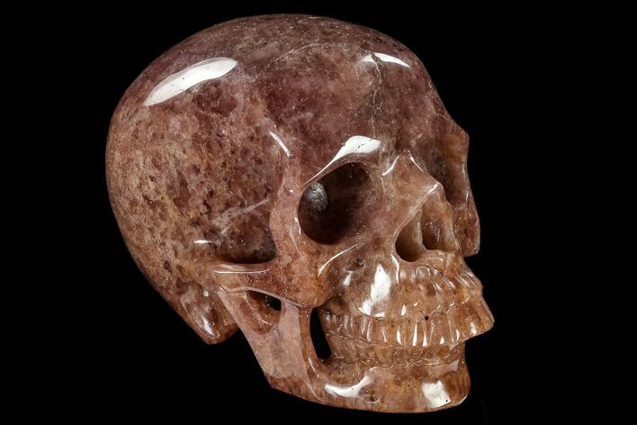 Realistic, Carved, Strawberry Quartz Crystal Skull #116293